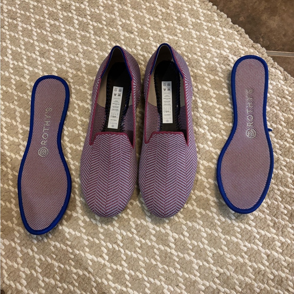 Rothy's Purple and Blue Herringbone Loafers